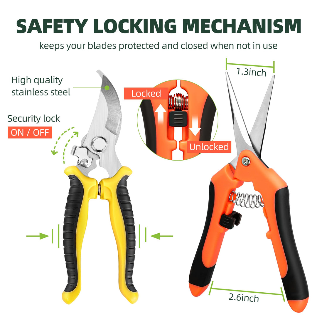 EWPJDK 3 Pack Garden Pruning Shears, Stainless Steel Shears, Gardening Shears, Scissors, Garden Clippers, Pruning Snips, Pruning Shears for Gardening Tools