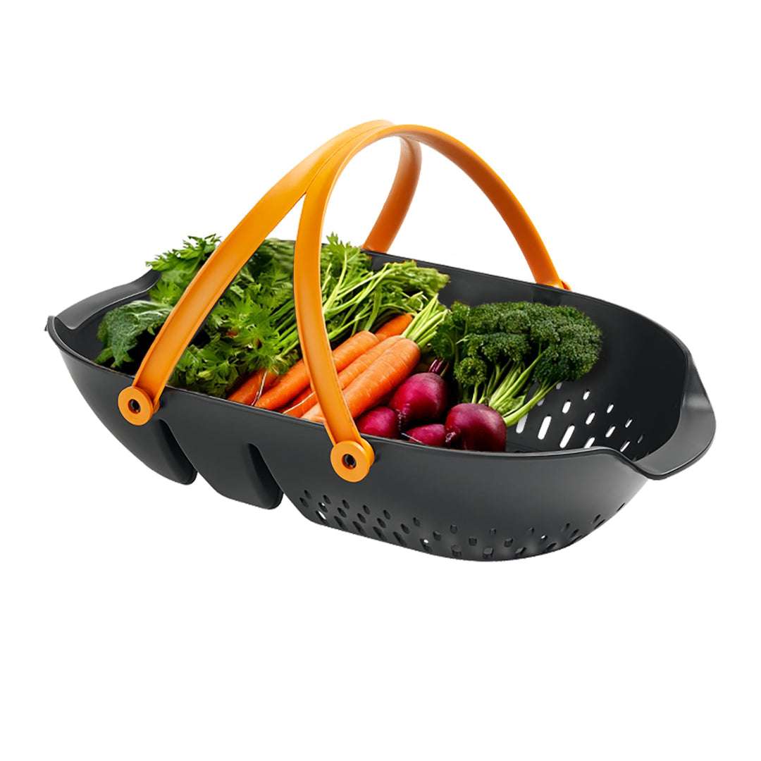 Fiskars Garden Harvest Basket - Container for Gardening and Harvesting with Tool Caddy - Harvesting Basket Doubles as a Colander for Vegetables and Fruits - Garden Accessories